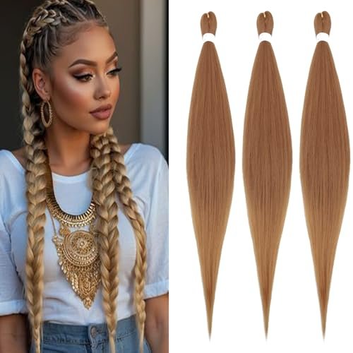 Braiding Hair Pre stretched 26 Inch Brown Synthetic 3 Pack