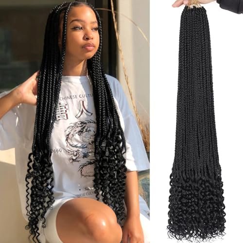 30 Inch Goddess Box Braids Crochet Hair with Curly Ends