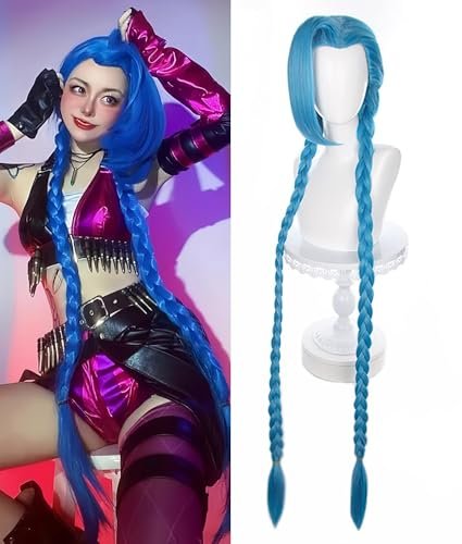 Aadesso blue wig 125cm/4ft for animated LOL long dual braids