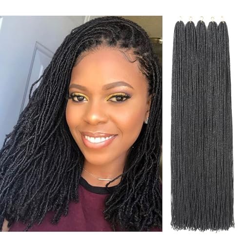 GUOHUI Micro Faux Locs Crochet Hair, 36 Inch Natural Black