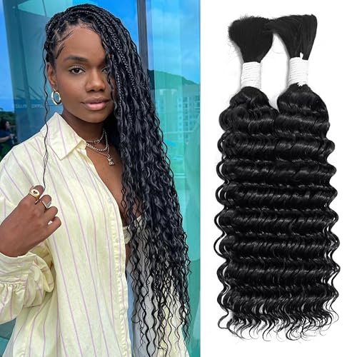 Human Braiding Hair for Boho Braids 100g Deep Wave Bulk