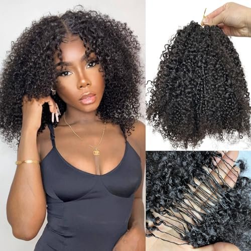 Human Crochet Afro Hair Kinky Curly Pre Separated Feather...