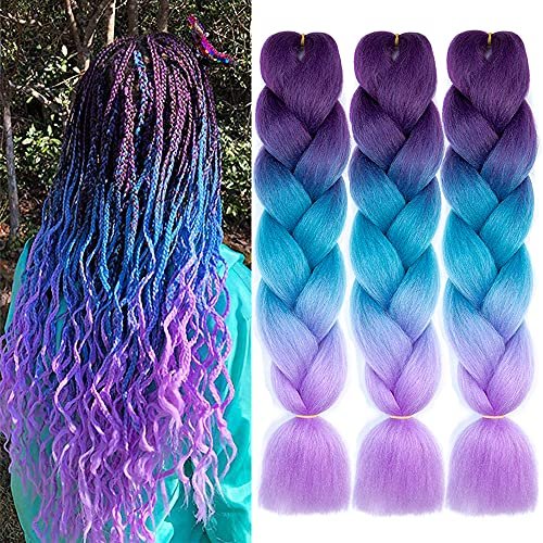 AFNOTE Ombre Braiding Hair 24 Inch Braid Pre Stretched...