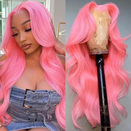 Loyom Pink Lace Front Wig Human Hair 13x4 Body Wave