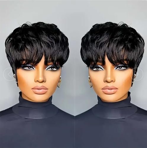Flandi Pixie Cut Wig Human Hair Short Layered Glueless Style