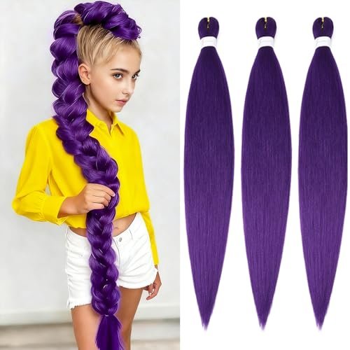 Purple Braiding Hair Extensions 26 Inch Pre stretched...