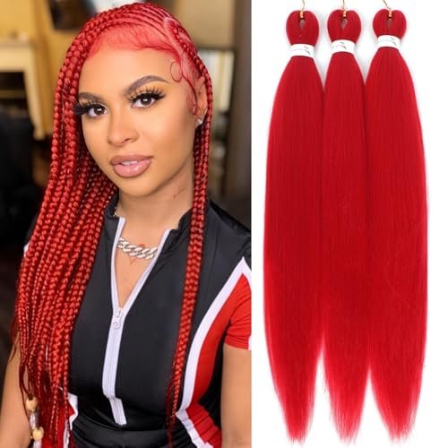Royota Red Braiding Hair Pre Stretched Easy Yaki 26 Inch