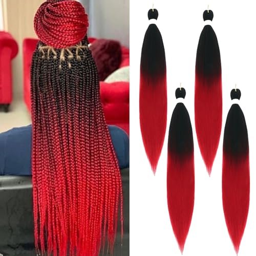 Sakkou 28inch Red Ombre Braiding Hair Pre Stretched...