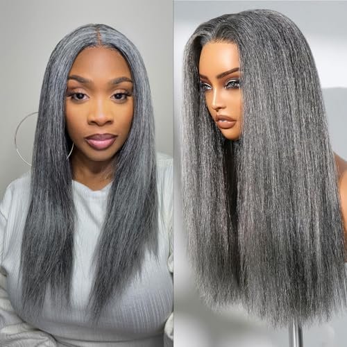 LUVME HAIR 16 Inch Grey Salt & Pepper Straight Wig