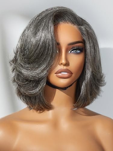 LUVME HAIR Salt & Pepper Layered Bob Glueless Lace Wig