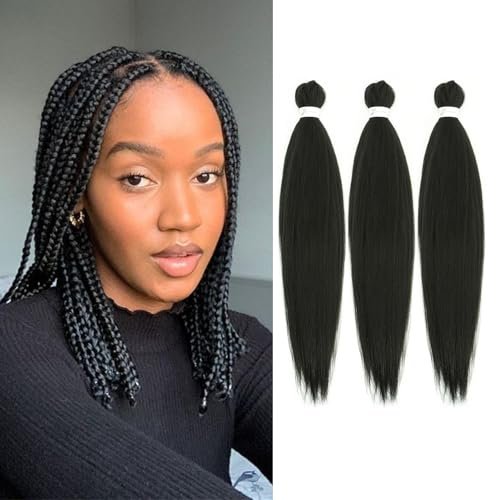 Braiding Hair Pre stretched 12 Inch 3 Packs Natural Black