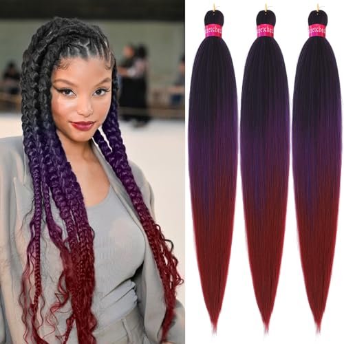 Ombre Pre Stretched Braiding Hair, 28''-3 packs Synthetic...