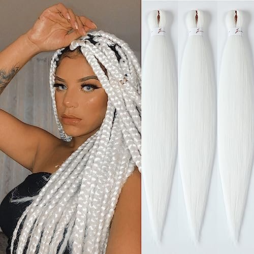 Braiding Hair Pre Stretched 26inch 3 Packs White Yaki...