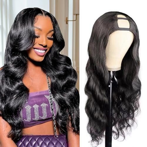 U Part Human Hair Wig Body Wave Brazilian 180% Density