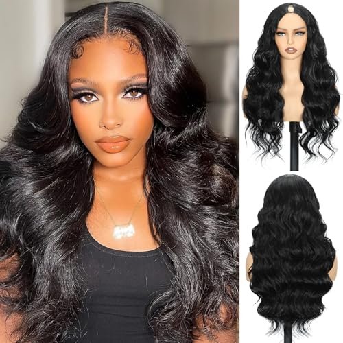 Aisaide V Part Wig Black Body Wave 24 Inch Synthetic