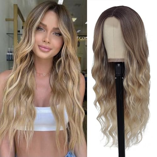 HMHIFI Long Ombre Blonde Wigs for Women 26 Inch Wavy