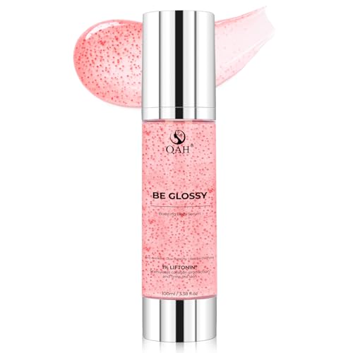 QAH Be Glossy Pink Peptide Body Serum with Oil Beads.