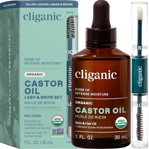 Cliganic Organic Castor Oil, 100% Pure (1oz) Glass Bottle