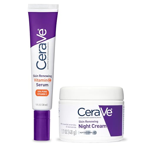 CeraVe Vitamin C Serum and Night Cream skin care set.