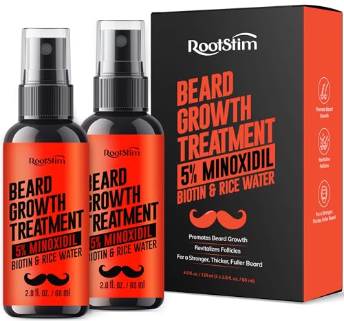 5% Minoxidil Beard Growth Serum for Men: 2-Pack Spray